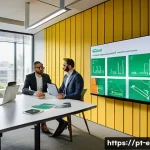 환경직 이직 성공 사례 - **Prompt:** A diverse group of four professionals, two men and two women of varying ages and ethnici...