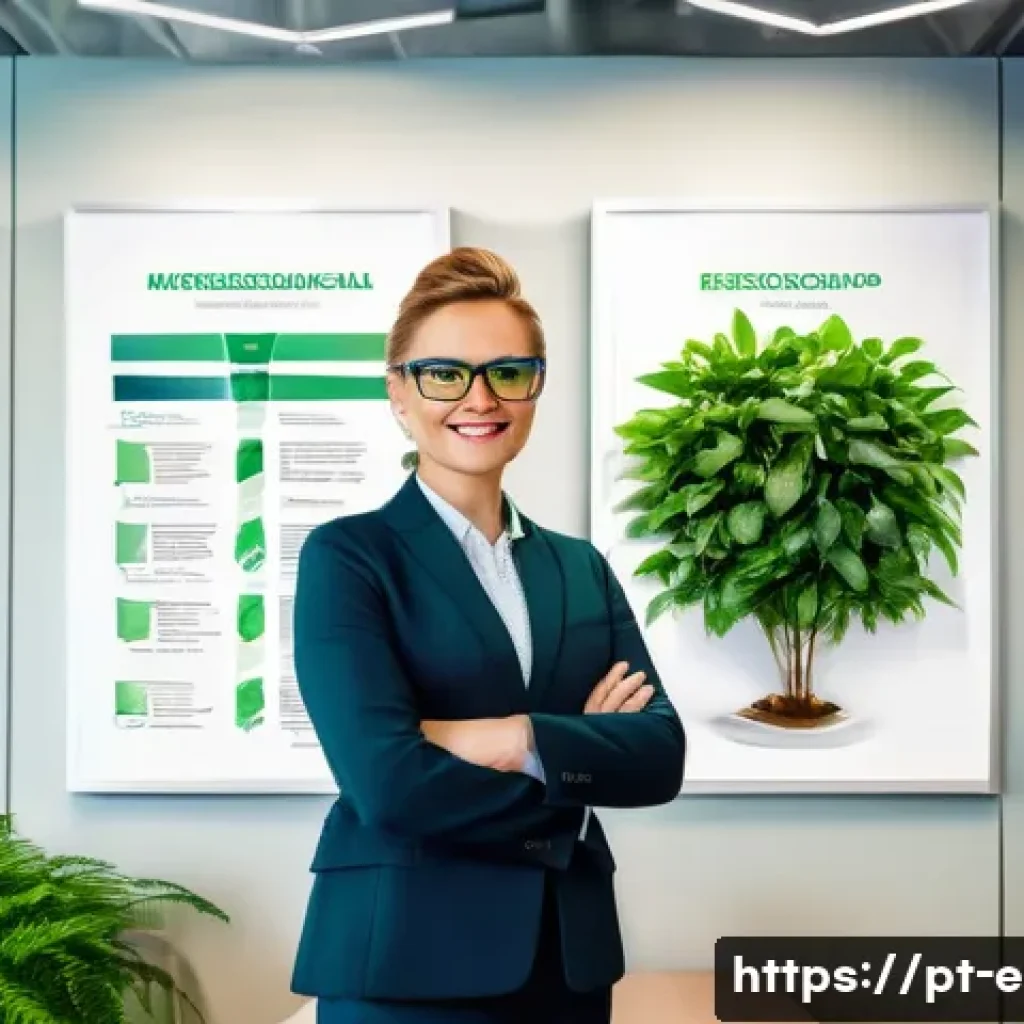 환경기술 자격증의 가치 - A professional environmental technology specialist wearing business casual attire and safety glasses...