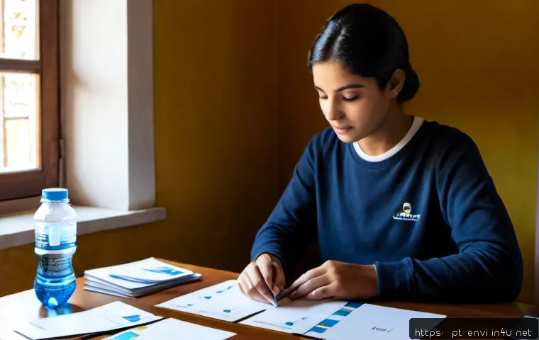 Home 17 환경보건기사 필기시험 공부법 - Photorealistic Portuguese-speaking environmental health exam candidate studying at a tidy home desk ...