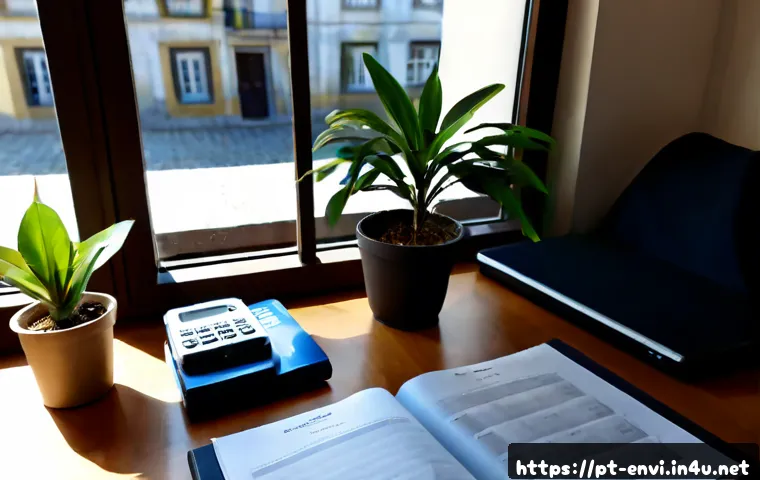 환경기술사 준비 자료 모음 - Photorealistic environmental engineering professional certification study scene in Portugal, organiz...